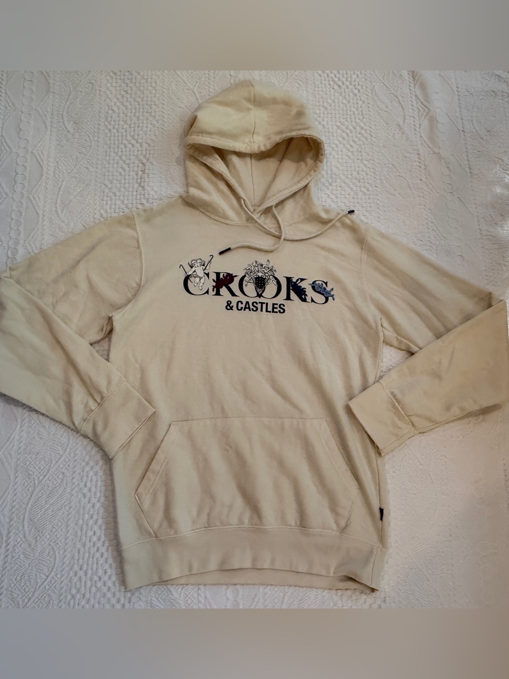Crooks And Castles Hoodie Sweatshirt Adult Size Small S Cream Pullover
